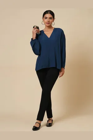 Chemistry Women V-Neck Cuffed Sleeves Regular Top