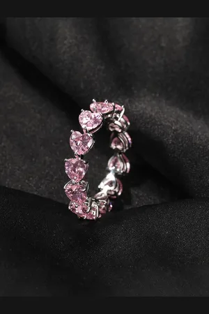 Jewels Galaxy Silver Plated Crystals Stone-Studded Heart Shaped Adjustable Finger Ring