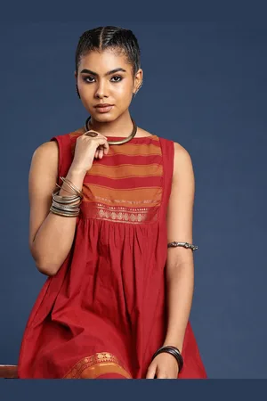 Taavi Yoke Designed Woven Festive A-Line Ethnic Dress