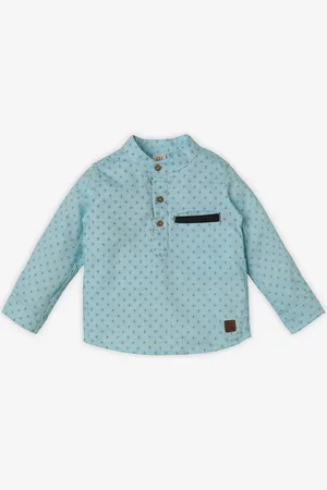 Ed-a-Mamma Boys Premium Mandarin Collar Conversational Printed Cotton Casual Shirt