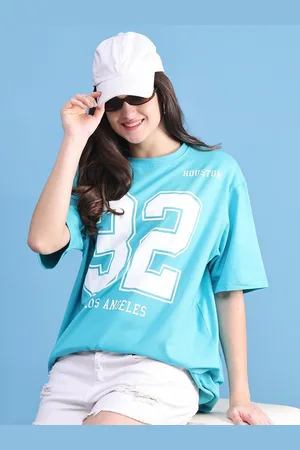 DOOR74 Women Typography Printed Drop-Shoulder Sleeves T-shirt