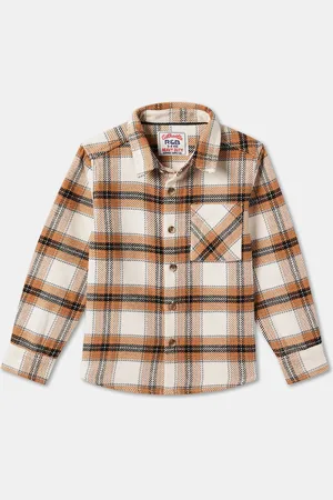 R&B Boys Button-Down Collar Tartan Checked Casual Shirt