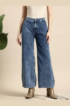 Mast & Harbour Women Pure Cotton Wide Leg Jeans