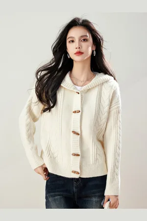 JC Collection Women Self Design Hood Ribbed Front-Open Sweaters
