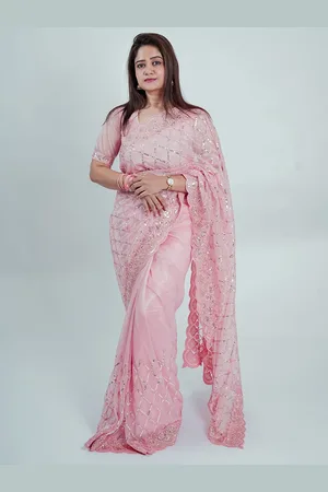 Munir Embellished Beads and Stones Tissue Saree