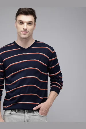 Park Avenue V-Neck Striped Pullover Sweater