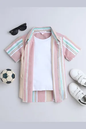 taffykids Boys Relaxed Opaque Striped Casual Shirt
