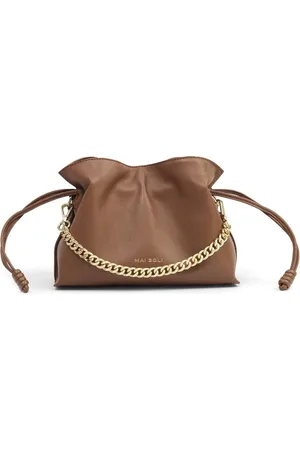 MAI SOLI Women Tan Genuine Leather Ariel Bucket Bag