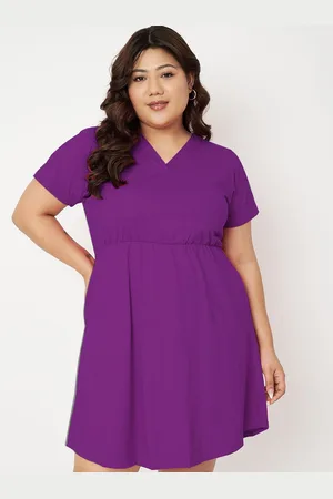 BRINN Women Plus Size V-Neck Fit & Flare Dress