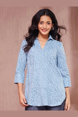 Fabindia Women Cotton Shirt Collar Printed Tunic