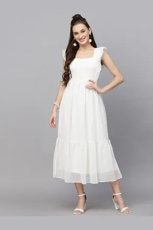 BAESD Women Square Neck Sleeveless Fit & Flare Midi Dress