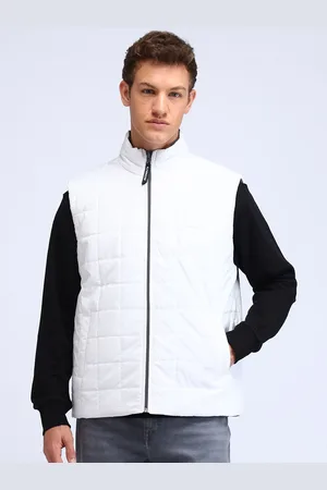 Flying Machine Men Mock Collar Solid Casual Quilted Jacket