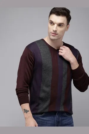 Park Avenue V-Neck Striped Pullover Sweater