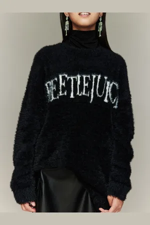 H&M Girls Fuzzy Typography Printed Jumper Sweater
