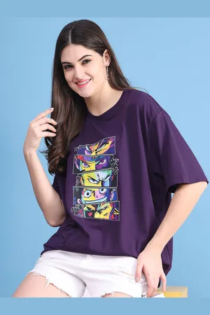 DOOR74 Women Printed Drop-Shoulder Sleeves T-shirt