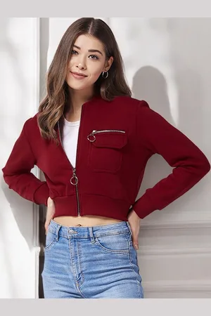 DressBerry Women Crop Bomber with Patchwork Jacket