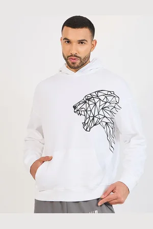 Styli White Tiger Printed Hooded Oversized Sweatshirt