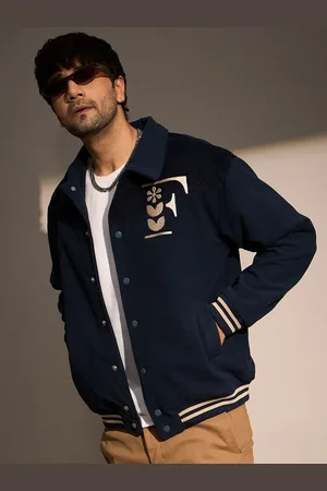 FUGAZEE Men Varsity Jacket with Patchwork