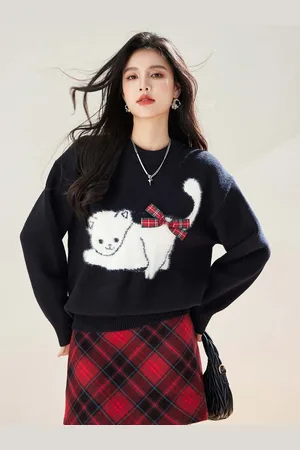 JC Collection Women Printed Pullover Sweaters