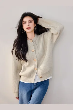 JC Collection Women Round Neck Cardigan Sweaters