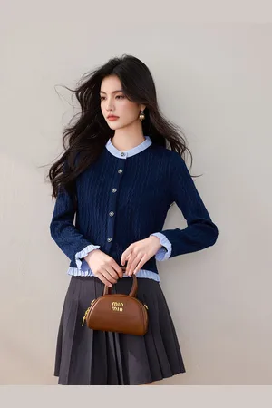 JC Collection Women Round Neck Cardigan Sweater