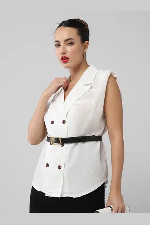 SHOWOFF Women Lapel Collar Blazer Top with Belt