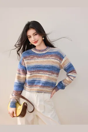 JC Collection Women Striped Printed Long Sleeves Pullover