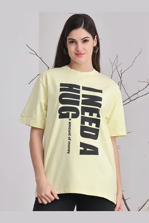 DOOR74 Women Typography Printed Drop-Shoulder Sleeves T-shirt