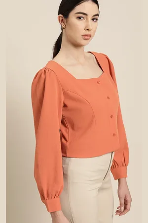 Invictus Women Rust Orange Solid Regular Top
