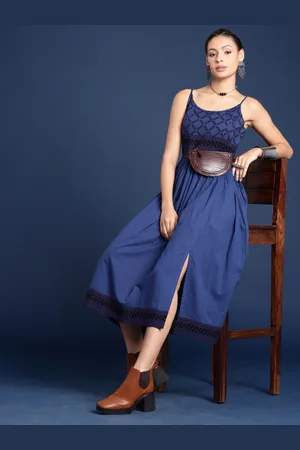 Taavi Floral Printed Shoulder Straps Pure Cotton Bagh Ethnic Dress