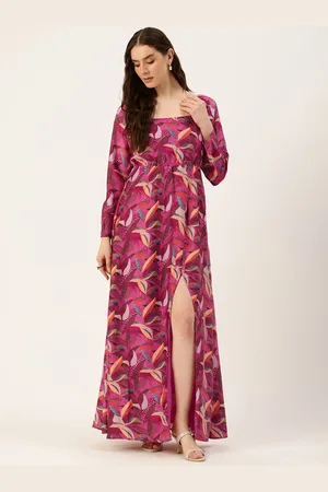 Ethnovog Floral Print Crepe Maxi Dress