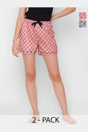 FashionRack Women Pack Of 2 Checked Printed Lounge Shorts