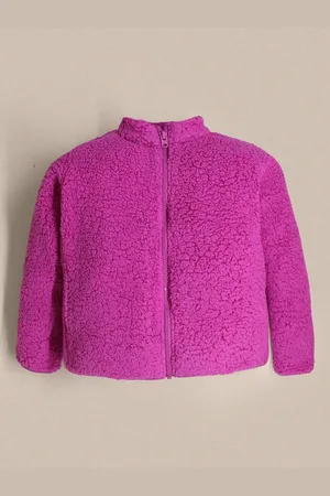 Cherry Crumble Girls Mock Collar Self Design Casual Tailored Jacket