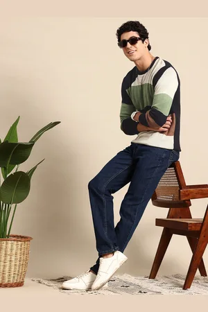 Mast & Harbour Men Striped Acrylic Pullover