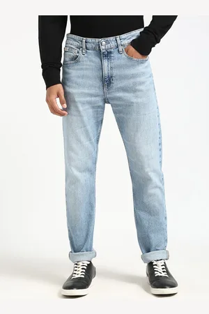 Calvin Klein Men Cotton Tapered Fit Low Distress Heavy Fade Jeans