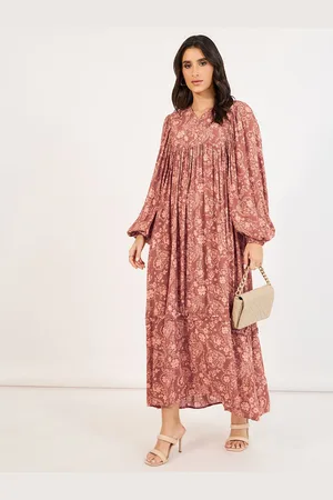 Styli Women Ethnic Motifs Printed V-Neck A-Line Dress