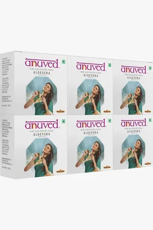 anuved Set of 6 Herbal Aloe Vera Soaps with Vitamin E to Heal Skin Allergies - 125 g Each