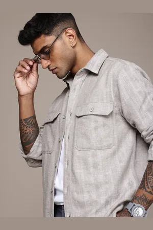 Roadster The Life Co. Self Design Opaque Relaxed Fit Casual Shacket