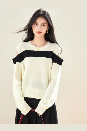 JC Collection Women Colourblocked Round Neck Pullover Sweater
