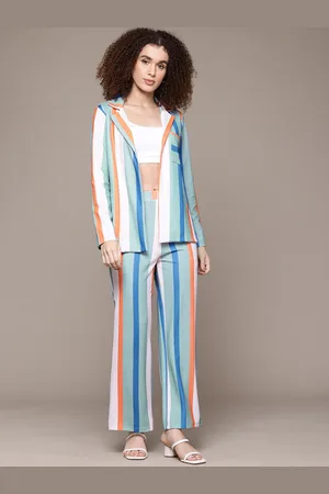 Roadster The Lifestyle Co. Striped Open Front Blazer With Trousers