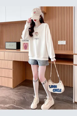JC Mode Women Printed Round Neck Long Sleeves Pullover Sweatshirt