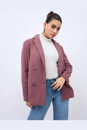 Styli Notched Lapel Double Breasted Longline Casual Blazer
