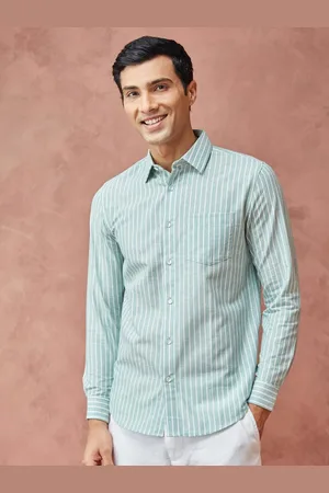 Fabindia Men Spread Collar Vertical Striped Cotton Casual Shirt