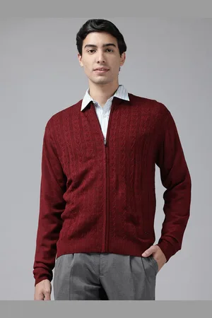 Park Avenue Self Design Geometric Full Zipper Front-Open Sweater