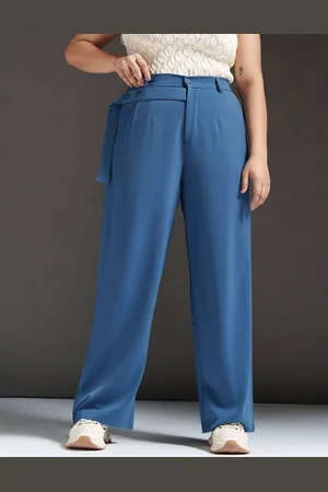FREAKINS Women Plus Size Strap Detailed Relaxed Straight Leg High-Rise Korean Pants