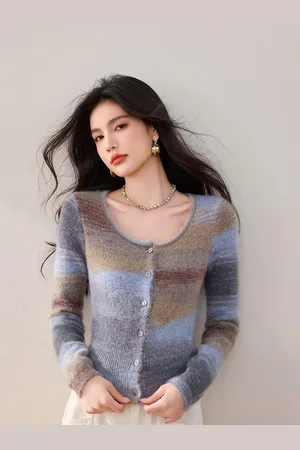 JC Collection Women Round Neck Long Sleeves Cardigan