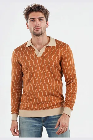 Celio Men Printed Polo Collar Pure Cotton Applique T-shirt