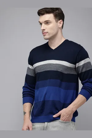 Park Avenue V-Neck Striped Pullover Sweater
