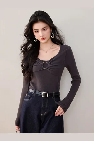 JC Collection Women Round Neck Ribbed Pullover