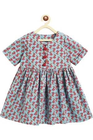 Campana Infant Girls Printed Cotton Fit & Flared Ethnic Dresses